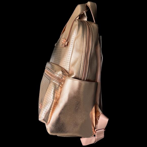 DISNEY MICKEY MOUSE Icon Flair Women's Backpack Rose Gold Bag Perforated - Picture 2 of 16